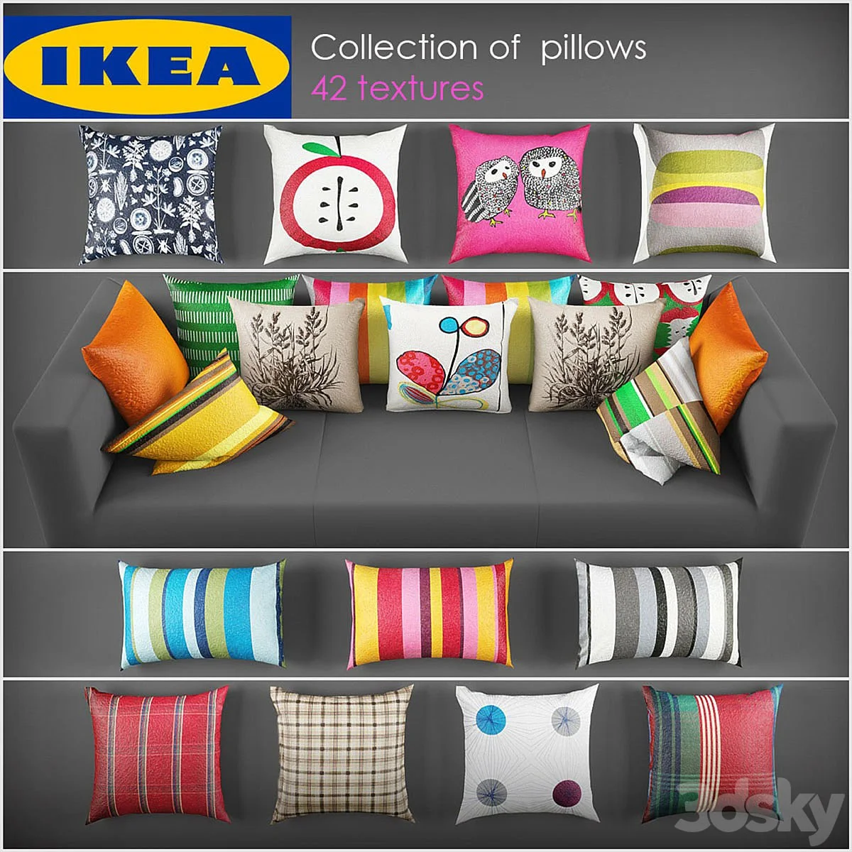 Collection of pillows from Ikea